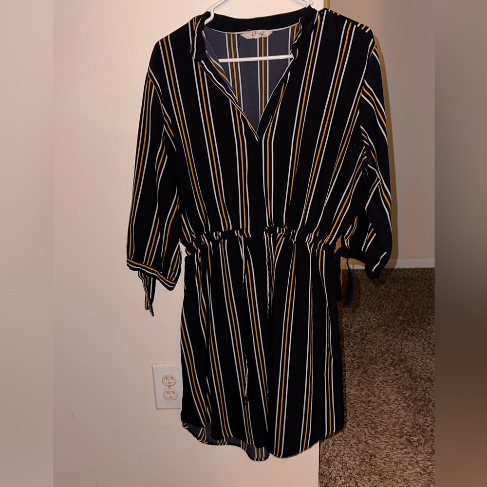 Junior’s Striped Long Sleeve Mini Dress